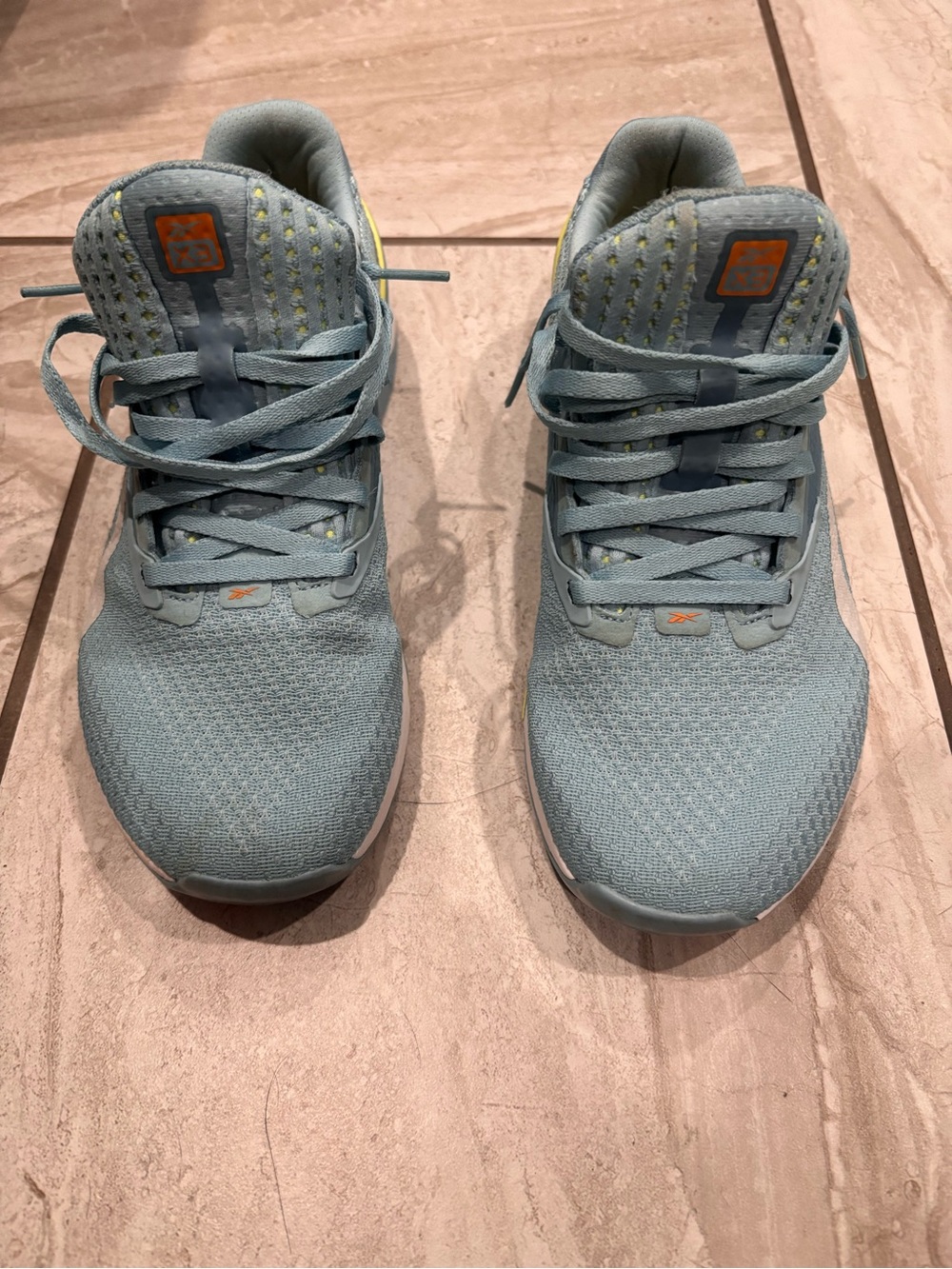 Reebok Light Blue Women's Mesh Sneakers with Yellow Accents
